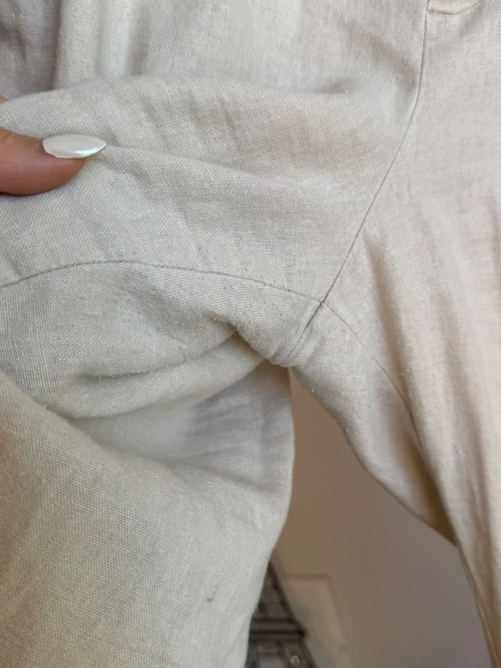 ZARA LINEN BLEND JOGGING PANTS SAND SIZE S